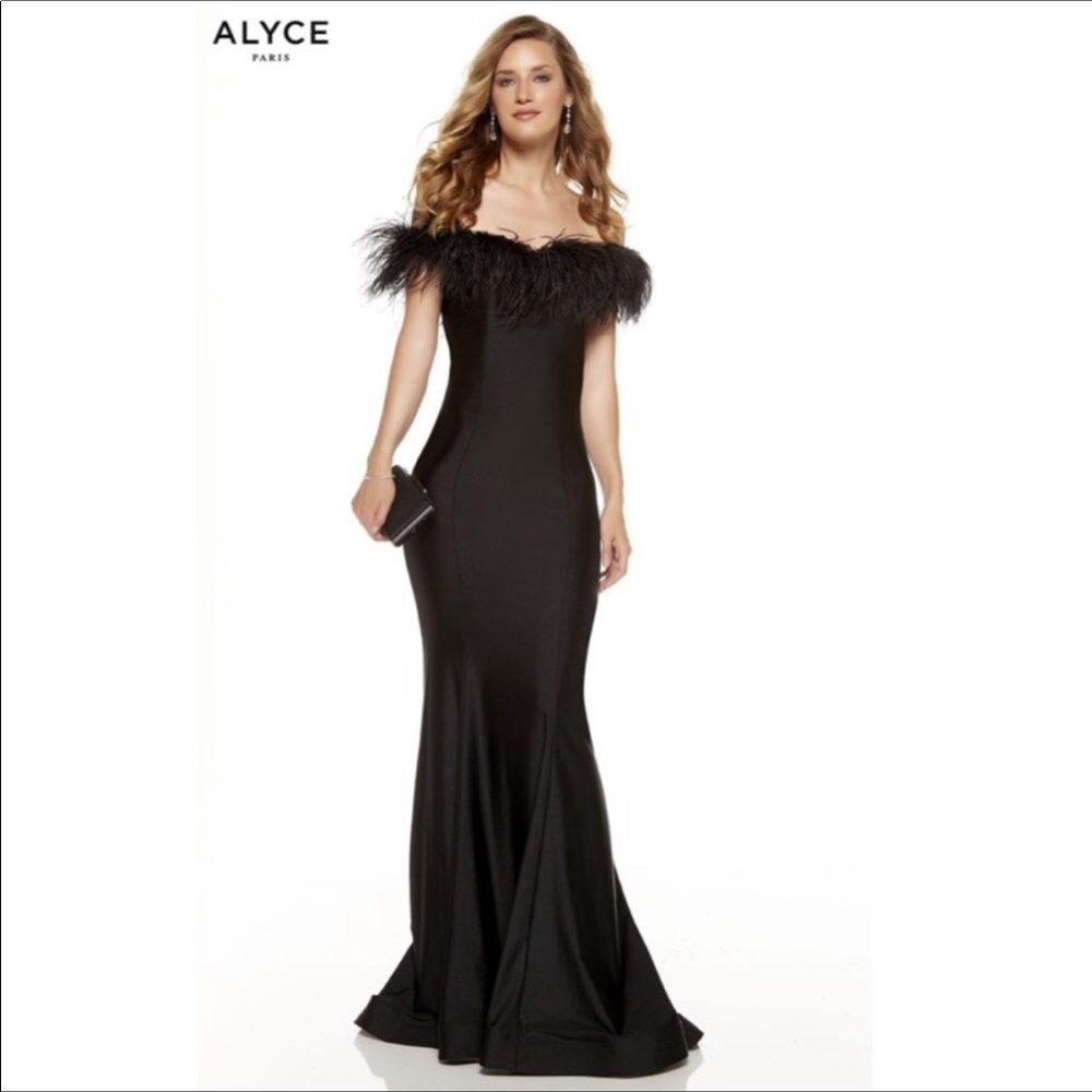 Alyce black formal, size C, model wears 10